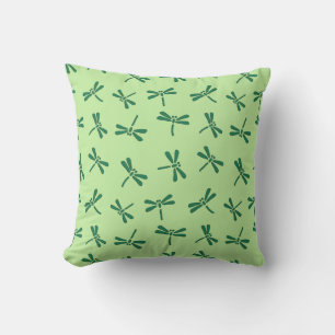 Japanese Dragonfly Pattern, Light Jade Green Outdoor Cushion