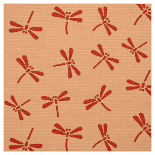 Japanese Dragonfly Pattern, Mandarin Orange Fabric
