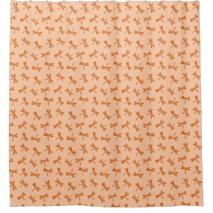 Japanese Dragonfly Pattern, Mandarin Orange  Shower Curtain