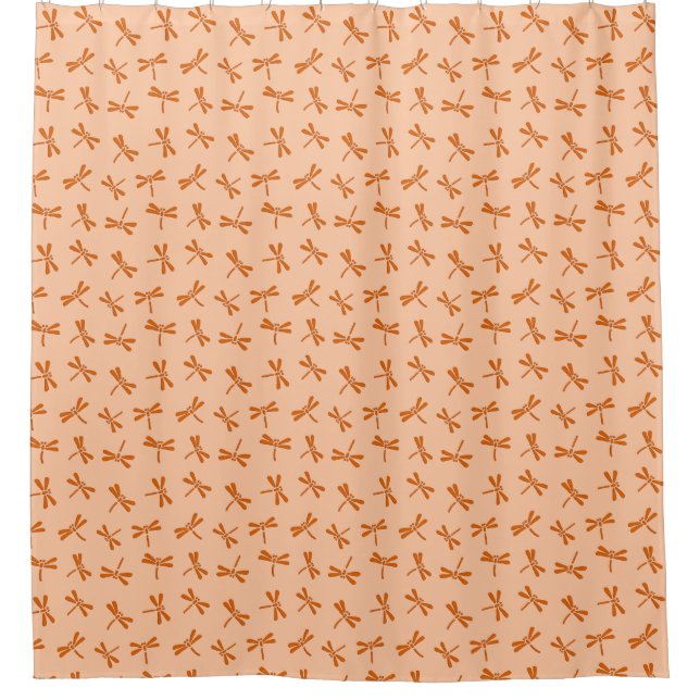 Japanese Dragonfly Pattern, Mandarin Orange  Shower Curtain (Front)