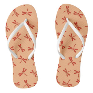 Japanese Dragonfly Pattern, Mandarin Orange Thongs