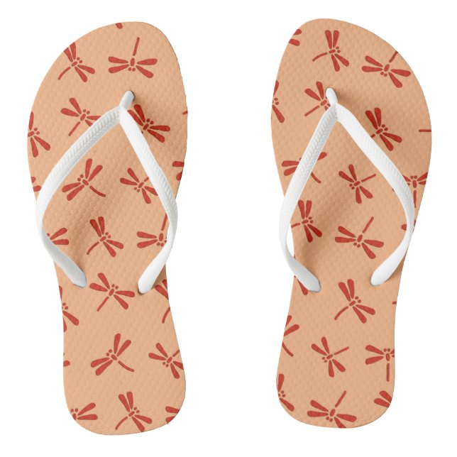 Japanese Dragonfly Pattern, Mandarin Orange Thongs (Footbed)