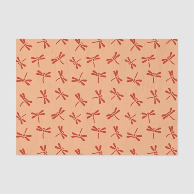 Japanese Dragonfly Pattern, Mandarin Orange Tissue Paper (Front)