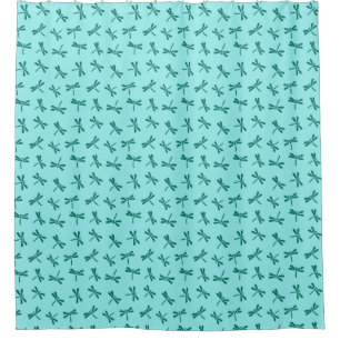 Japanese Dragonfly Pattern, Turquoise and Aqua Shower Curtain