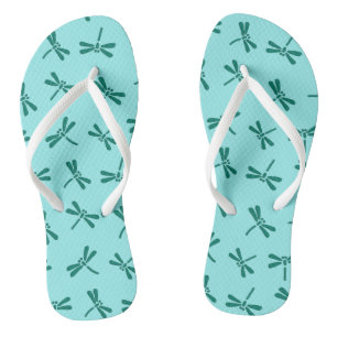 Japanese Dragonfly Pattern, Turquoise and Aqua Thongs