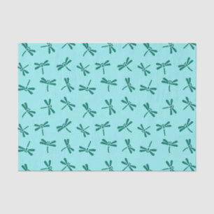Japanese Dragonfly Pattern, Turquoise and Aqua Tissue Paper