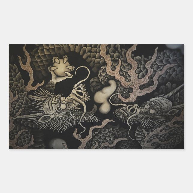 Japanese Dragons Rectangular Sticker (Front)