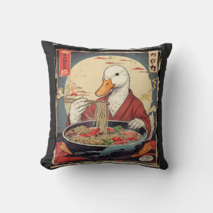 Japanese Duck Ramen , Fun Foodie Gift for  Noodle  Cushion