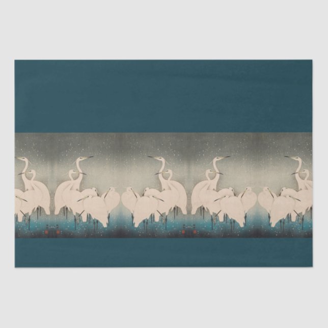 Japanese Egrets in Snow Wildlife Asia Tissue Paper (Front)