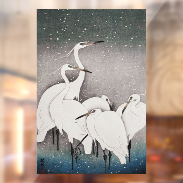 Japanese Egrets Koson Cranes Winter Snow (Sheet 2)