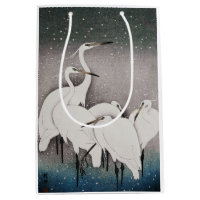 Japanese Egrets Koson Cranes Winter Snow