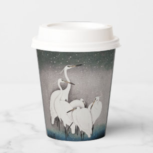 Japanese Egrets Koson Cranes Winter Snow Paper Cups