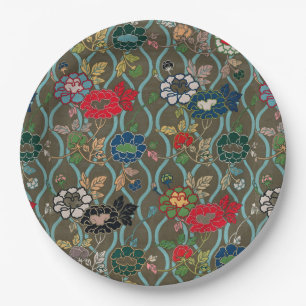 Japanese Elegance: Vintage Floral  Paper Plate