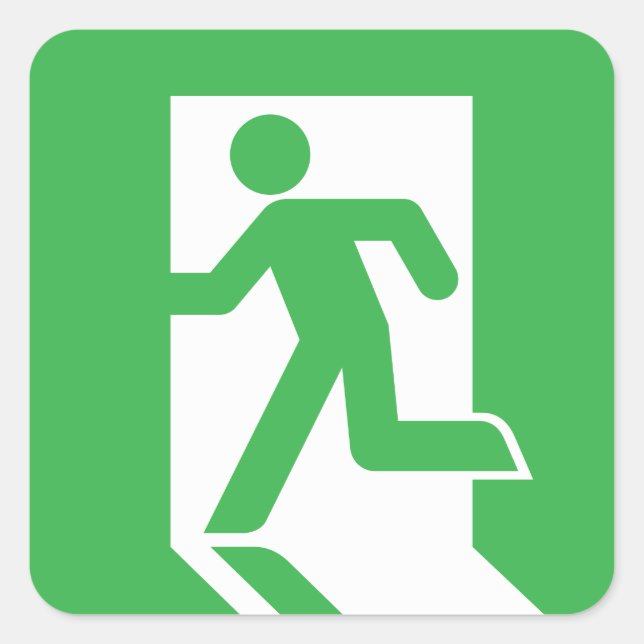 Japanese Emergency Exit Sign Square Sticker (Front)
