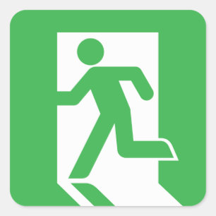 Japanese Emergency Exit Sign Square Sticker