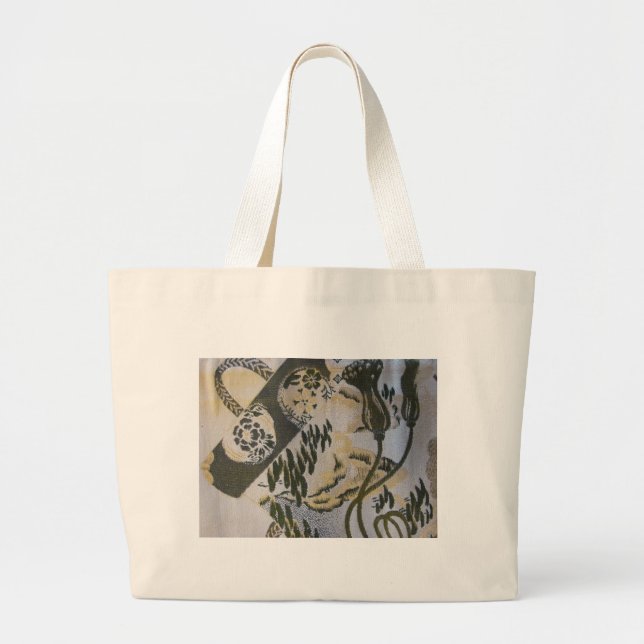Japanese Fabric Sash Design Large Tote Bag (Front)