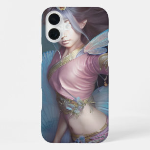 Japanese Fairy pink and light blue Fantasy AI Art iPhone 16 Plus Case