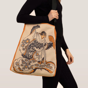 Japanese fairytale The Tongue Cut Sparrow print Crossbody Bag