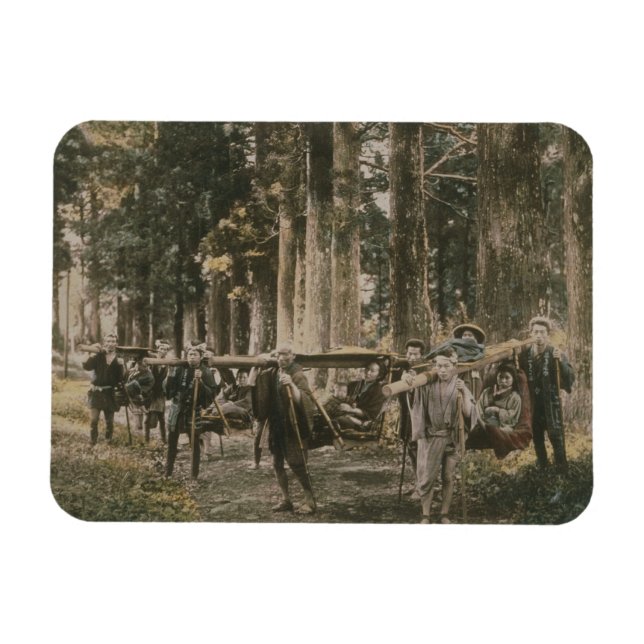 Japanese family being carried in litters, c.1880s magnet (Horizontal)