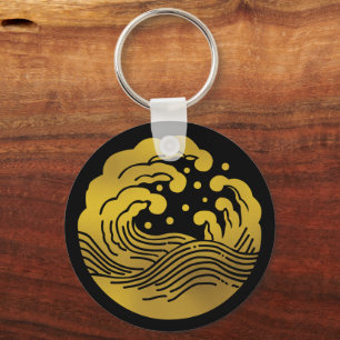 Japanese Family Crest-Wave Key Ring