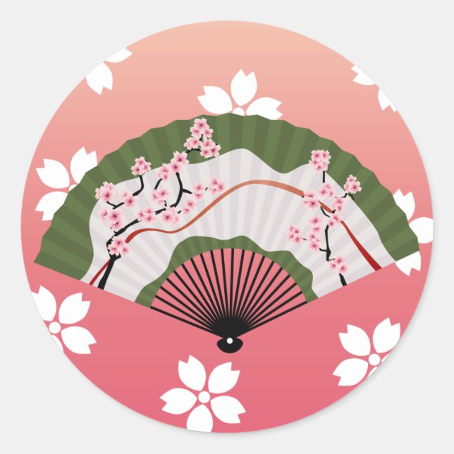 Japanese Fan 2 Classic Round Sticker (Front)