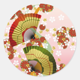 Japanese Fan 3 Classic Round Sticker