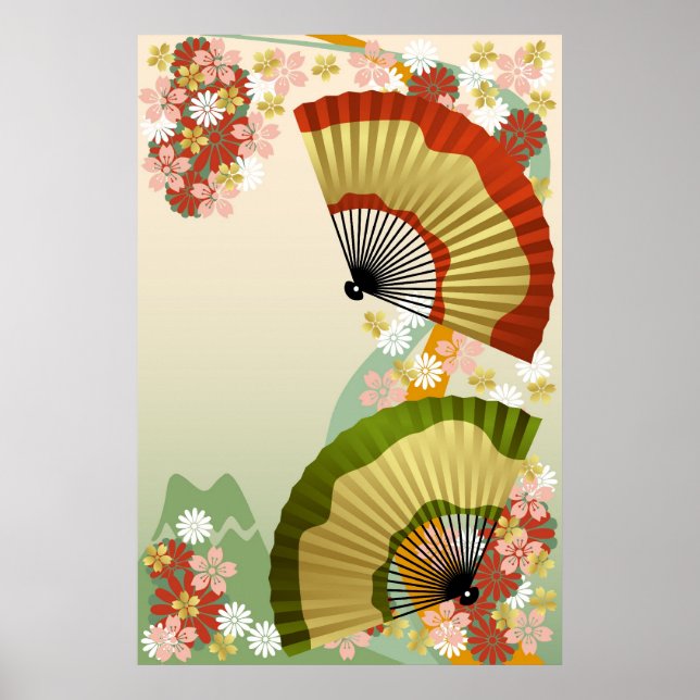 Japanese Fan 3 green Poster (Front)