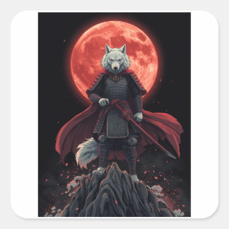 Japanese Fantasy Warrior Illustration Square Sticker