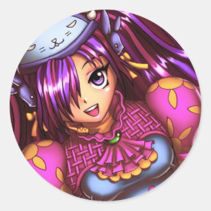 Japanese Fashion Anime Girl Classic Round Sticker