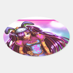 Japanese Fashion Anime Girl Oval Sticker