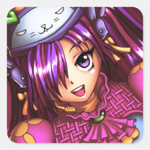 Japanese Fashion Anime Girl Square Sticker