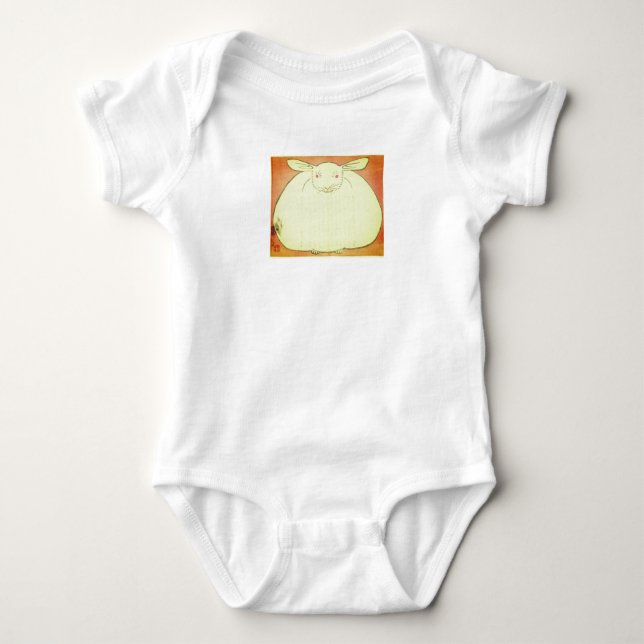 JAPANESE FAT BUNNY CUSTOM NAME BABY BODYSUIT (Front)