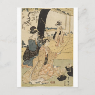 Japanese Females practicing archery c. 1798 Postcard