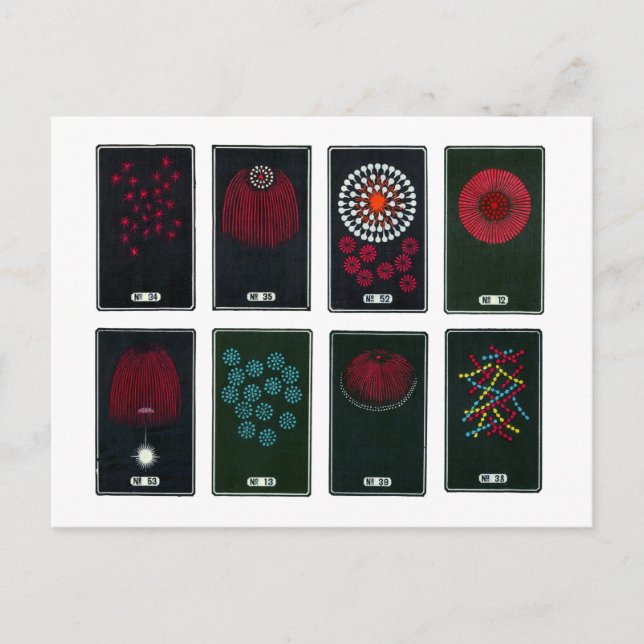 Japanese Firework Graphic Designs, 19th Century Ca Postcard (Front)