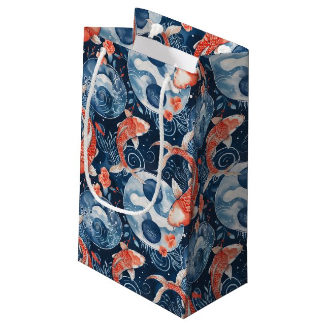 Japanese Fish In Watercolor Small Gift Bag (Back Angled)