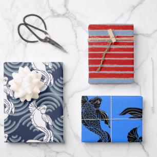 JAPANESE FISH PATTERNS FLAT SHEET WRAPPING PAPER
