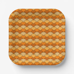 Japanese Fish Scale Pattern Paper Plate