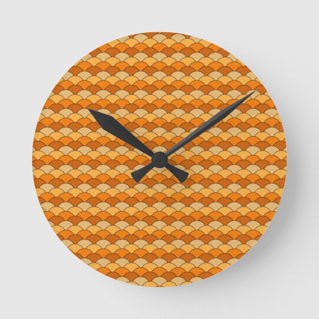 Japanese Fish Scale Pattern Round Clock (Front)