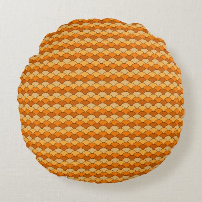 Japanese Fish Scale Pattern Round Cushion (Front)