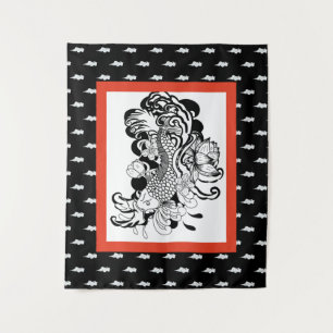 JAPANESE FISH WITH CLOUD PATTERN TAPESTRY