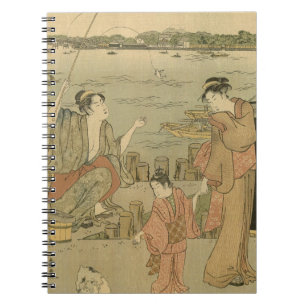 Japanese Fishing Woodblock Fishermen Notebook