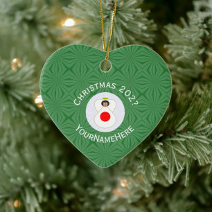 Japanese Flag Christmas Angel Name Year Heart Ceramic Ornament