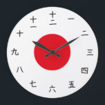 Japanese Flag Clock with Hieroglyphs<br><div class="desc">Watch with Japanese flag and hieroglyphs.</div>