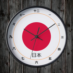 Japanese Flag & Japan fashion /kanji clock 日本