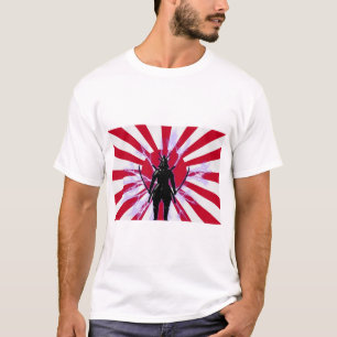 Japanese Flag & Rising Sun Samurai Warrior T-Shirt