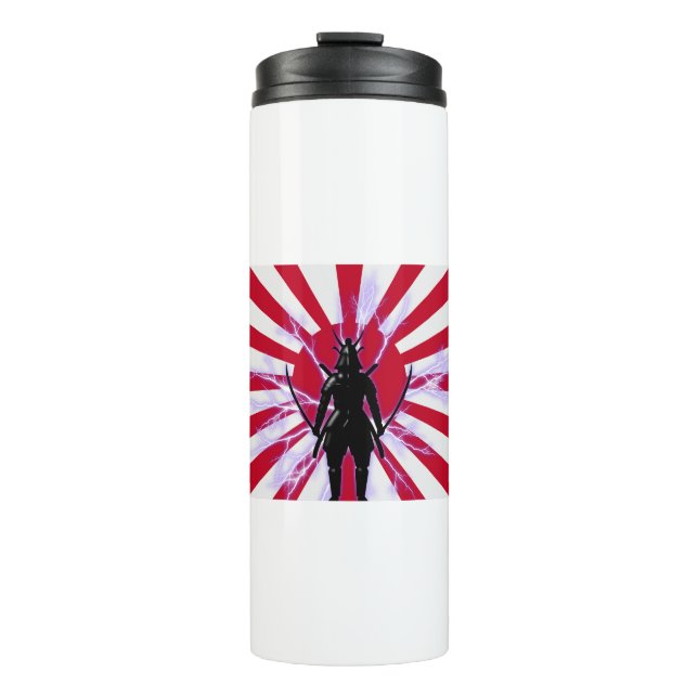 Japanese Flag & Rising Sun Samurai Warrior Thermal Tumbler (Front)