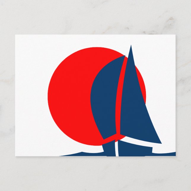 Japanese Flag Sailing Boat Japan Nautical Postcard (Front)