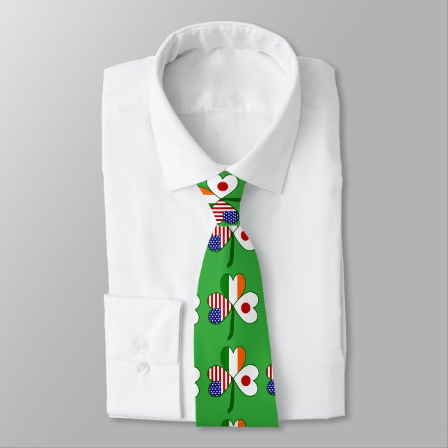 Japanese Flag Shamrock Tie (Tied)