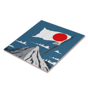 Japanese Flag Travel poster Ceramic Tile