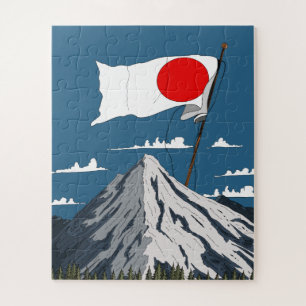 Japanese Flag Travel poster Jigsaw Puzzle